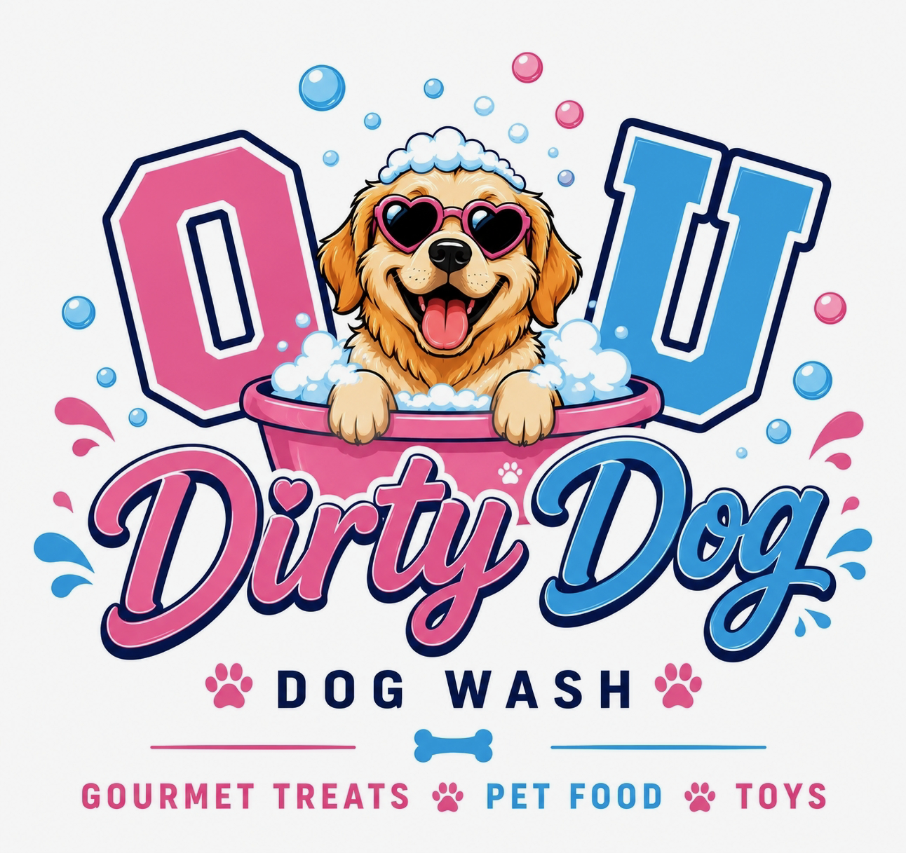 Happy dog getting a bath